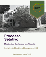 Estão disponíveis os editais de seleção para mestrado e doutorado do Programa de Pós-graduação em Filosofia da UFSCar (ingresso em 2023).